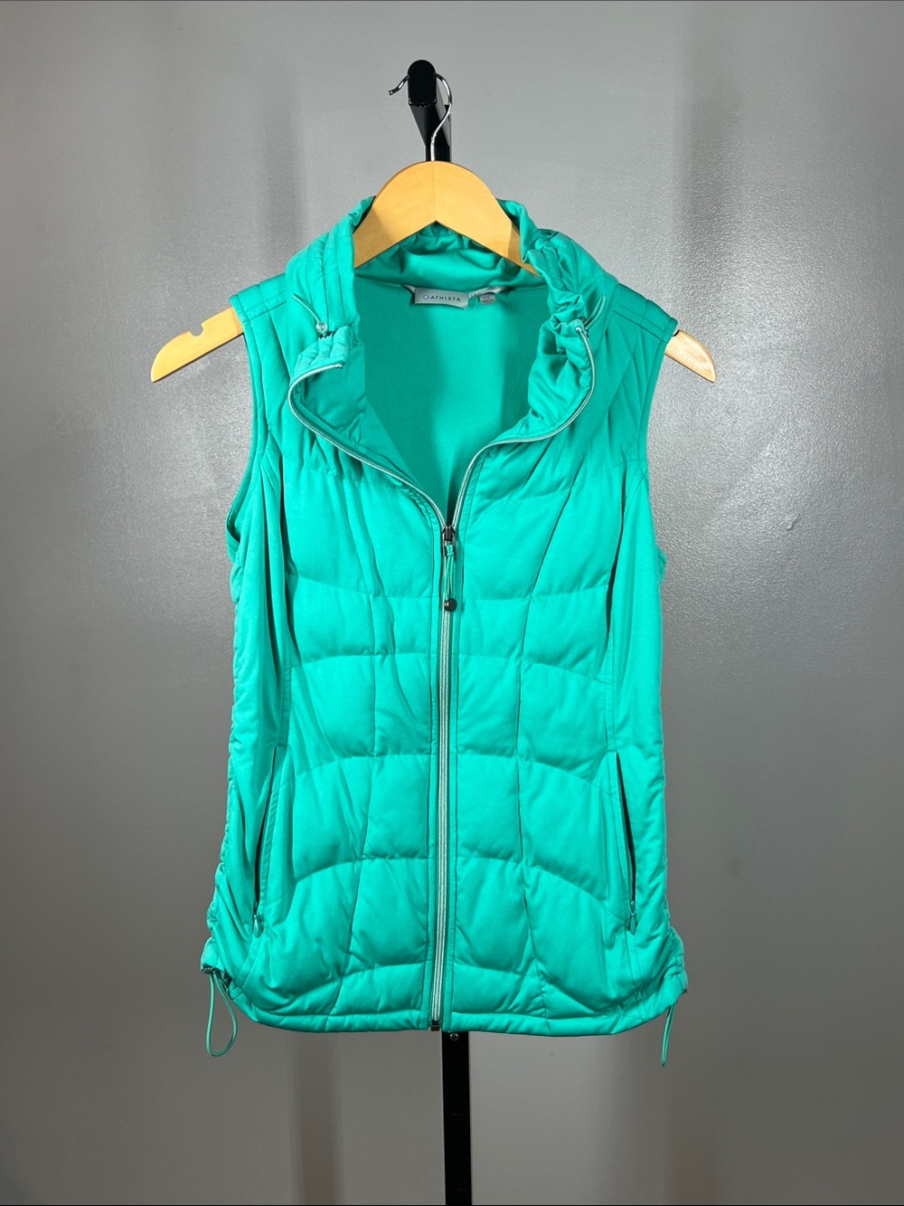 Athleta Teal Quilted Hooded Vest